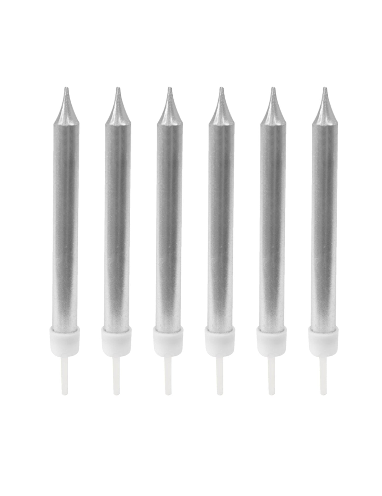 10 metalnih srebrnih rođendanskih svijeća 7 cm