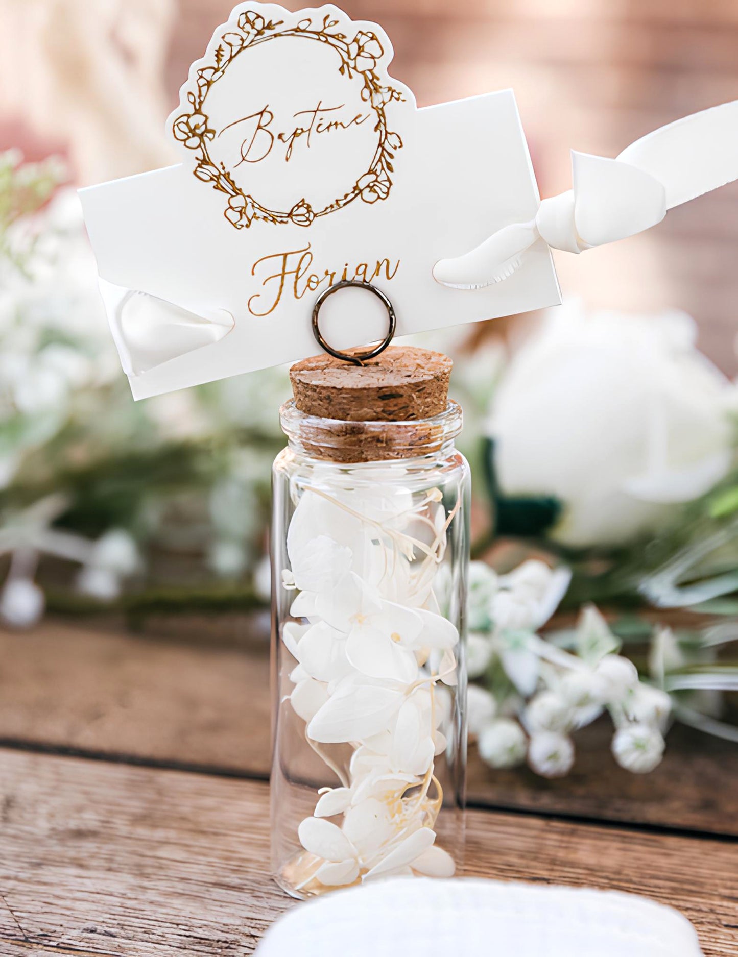 10 papirnatih kartica s mjestima za krštenje, 8 x 6,5 cm cm zlatni cvjetni uzorak