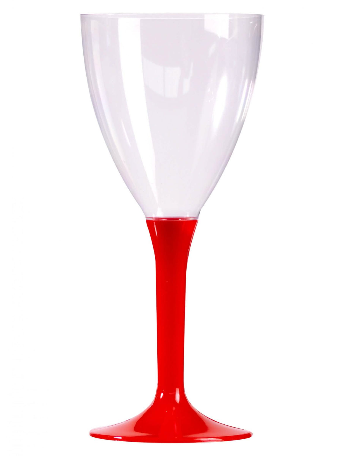 Prozirne čaše za vino s crvenom plastičnom nogicom