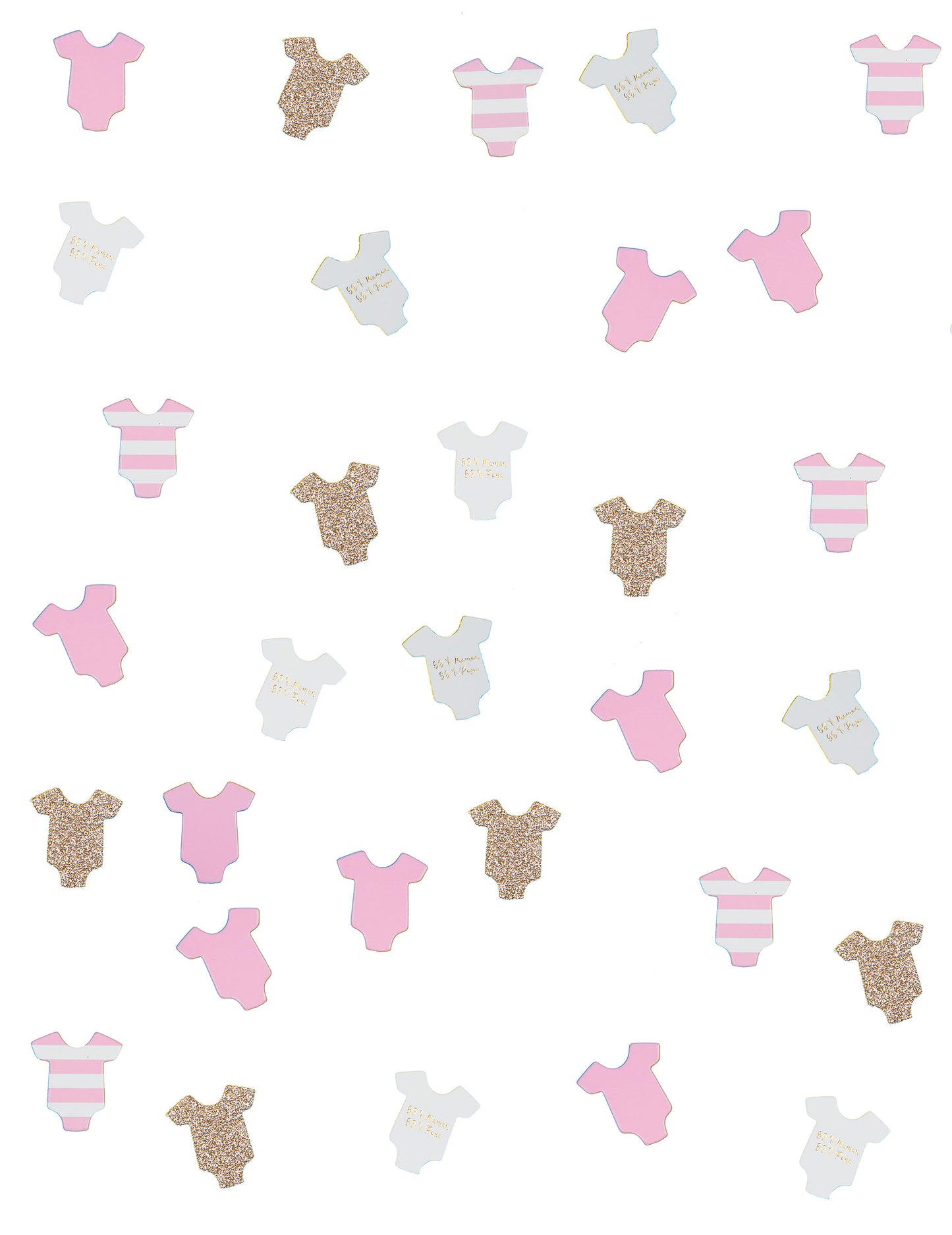 100 ružičastih bodija za bebe s konfetima za stol 3 cm svjetlucavo i prugasto