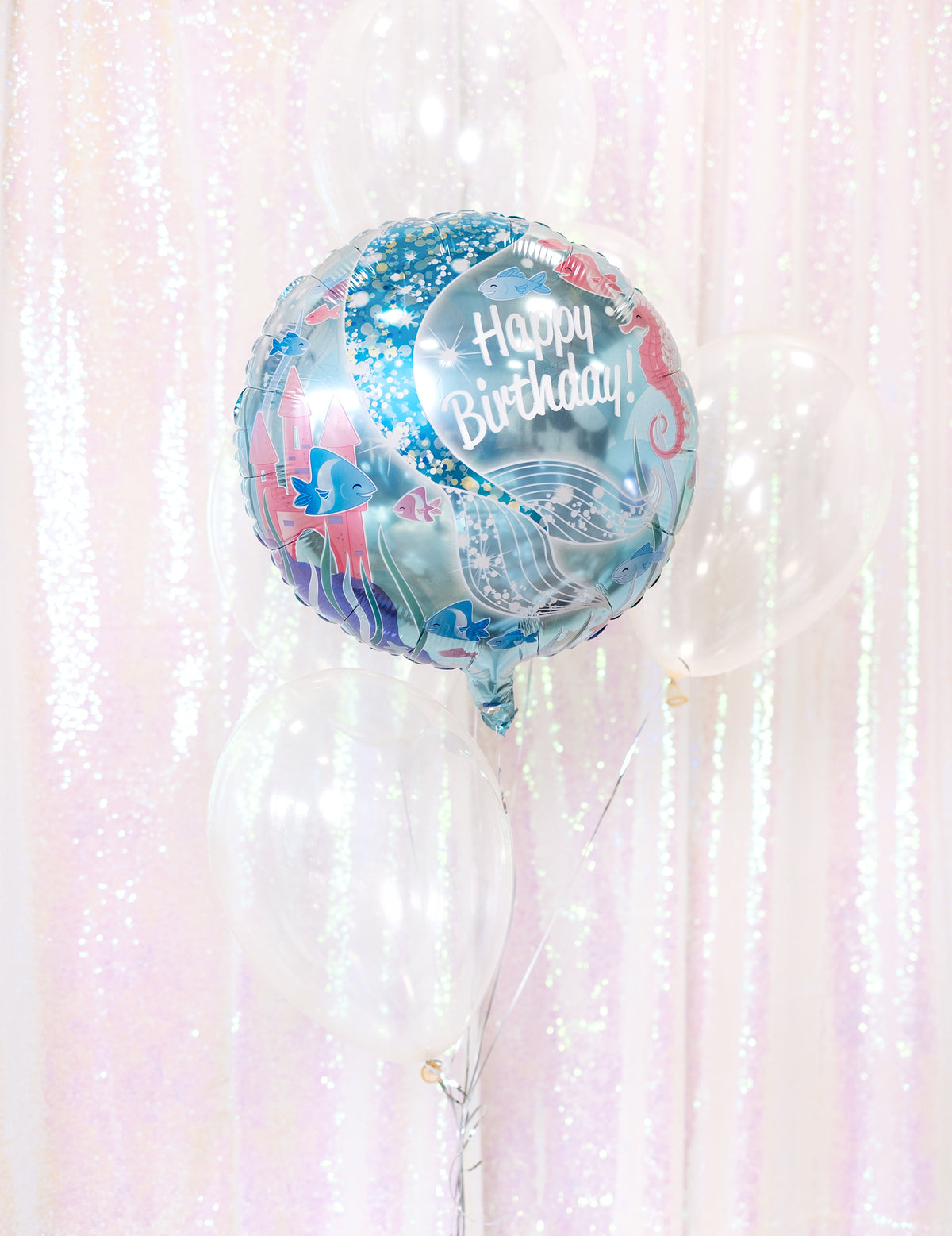 Bouquet de ballons avec motif sirène du lot de 12 ballons de baudruche transparents