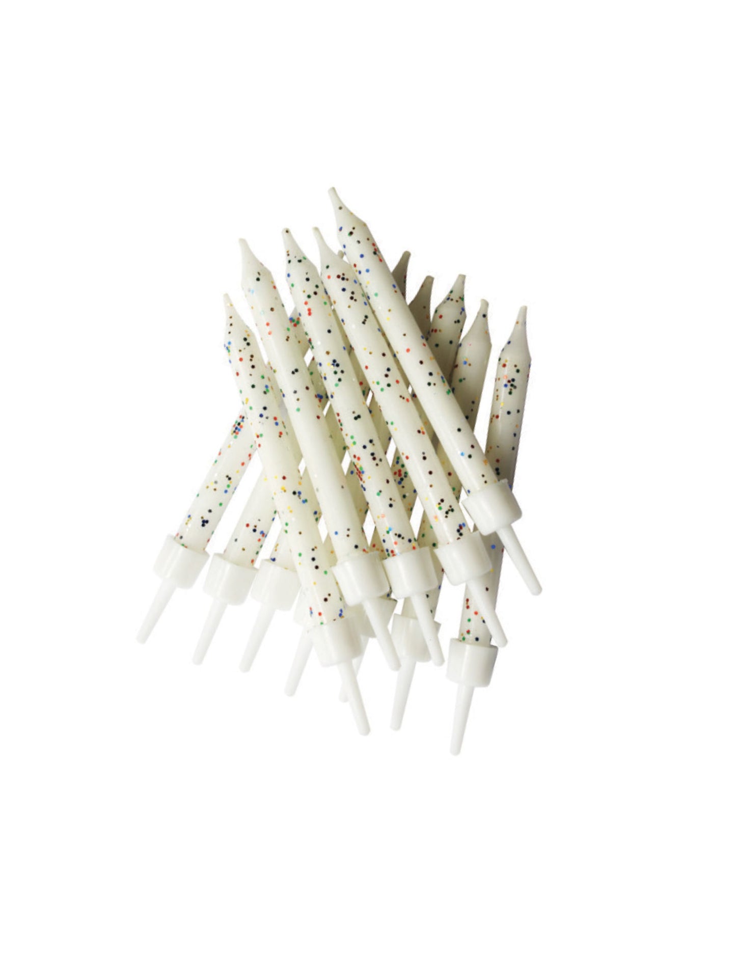 12 bijelih šljokicastih svijeća 7,5 cm za rođendansku tortu