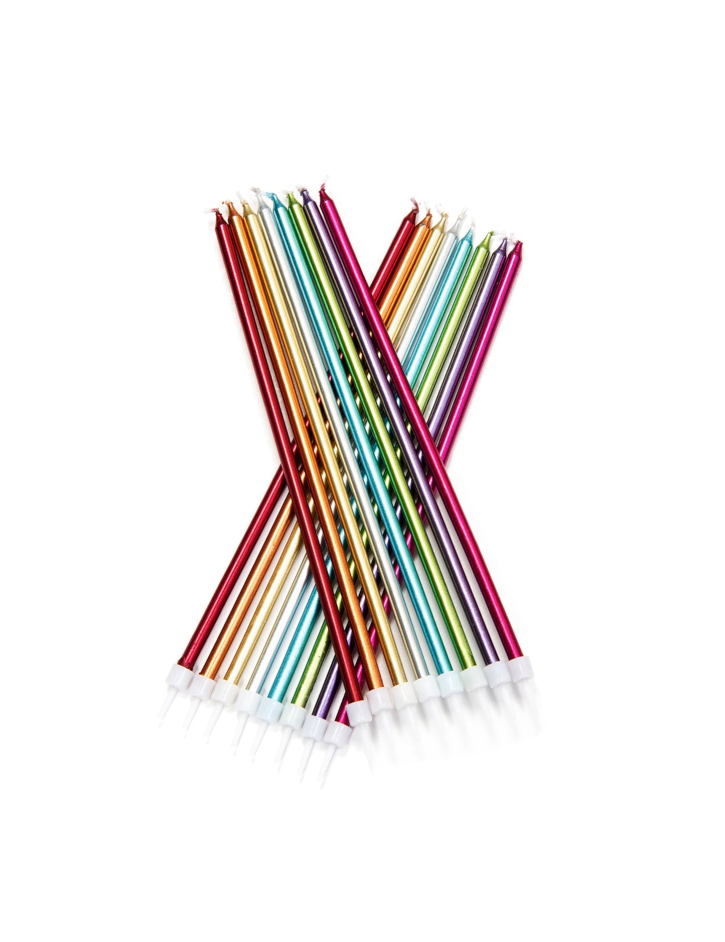 12 divovskih metaliziranih šarenih svijeća 18 cm za rođendansku tortu