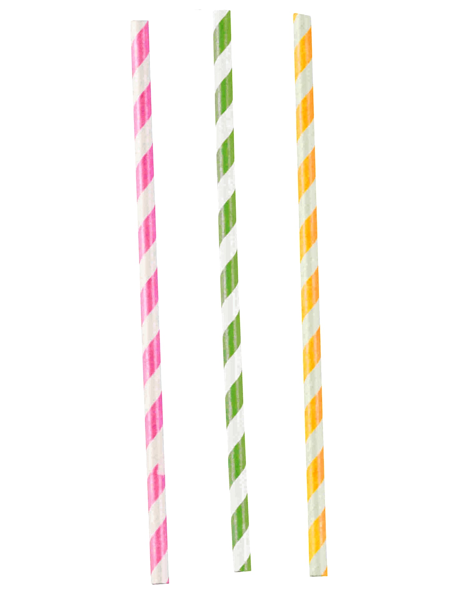 12 ružičastih, zelenih i žutih prugastih papirnatih slamki za zabave