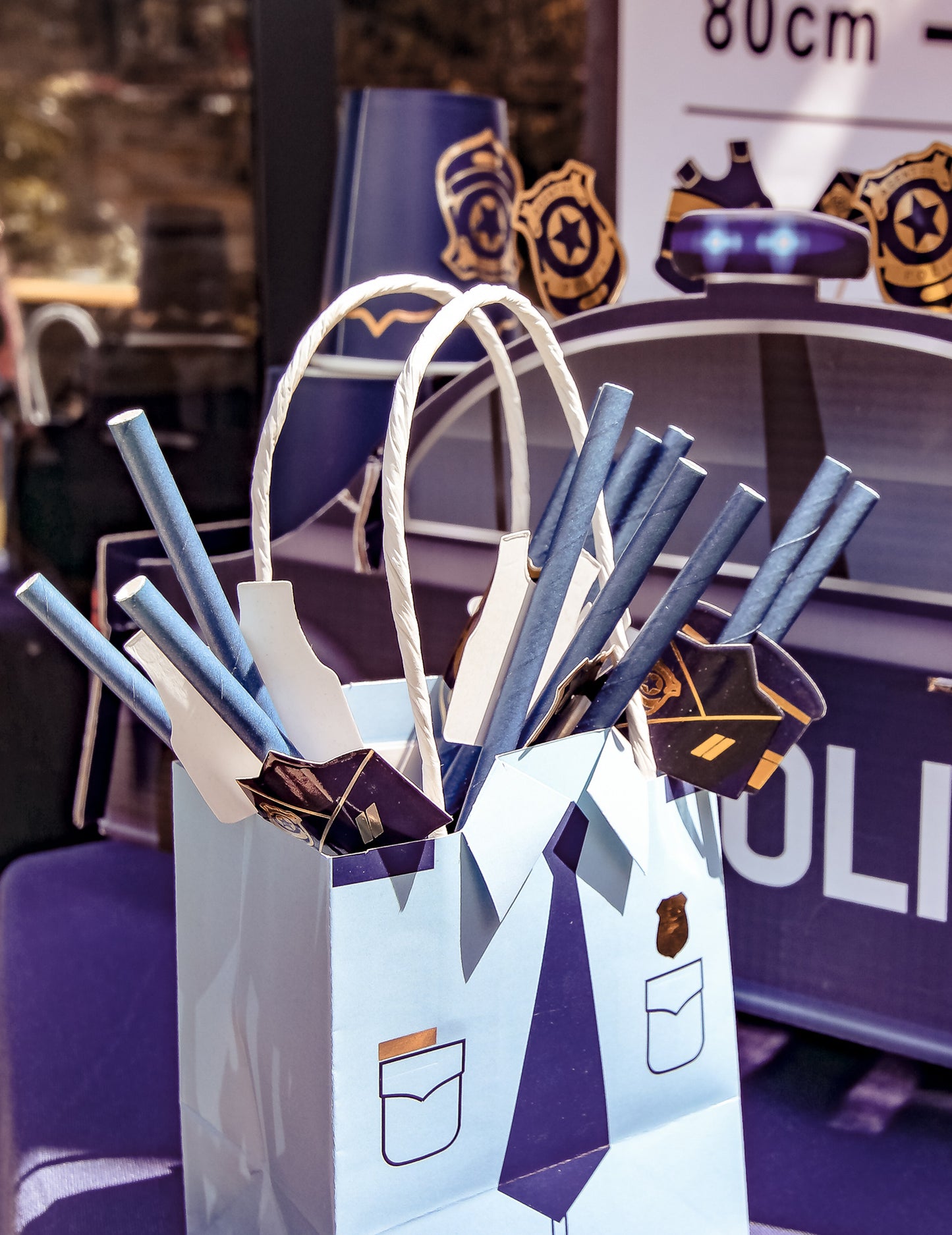 12 slamki mornarički i zlato 19,5 cm