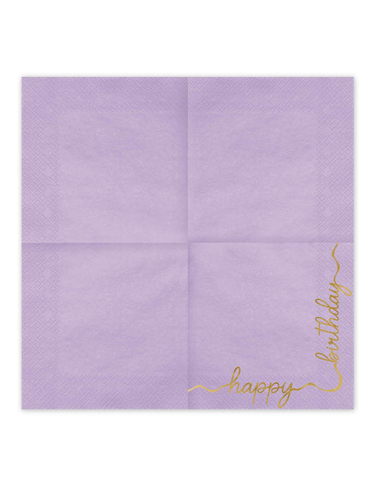 12 papirnatih salveta Happy Birthday pastelno i zlatno 33 × 33 cm
