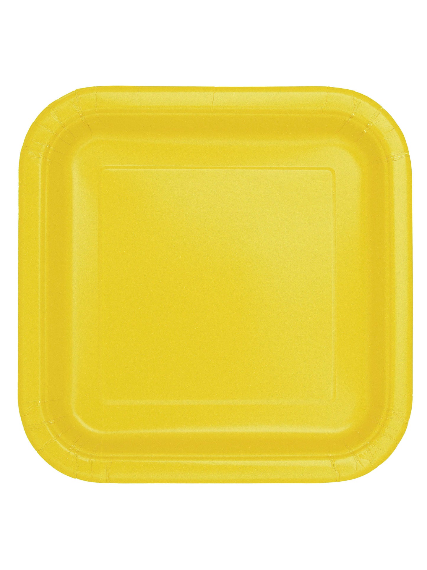 Assiettes carrées en carton pour buffet festif jaune fluo
