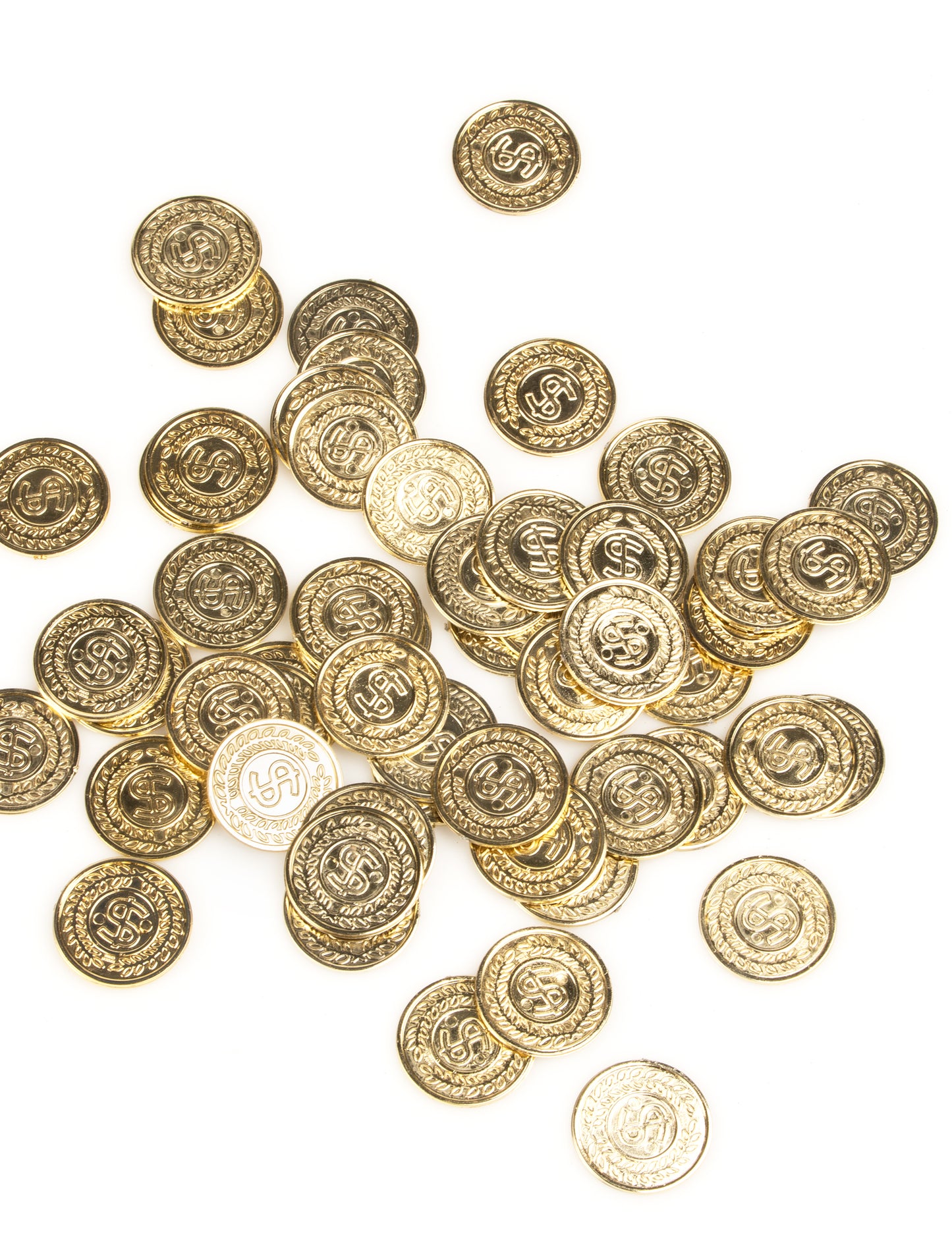 Fausses pièces de monnaie dollar pour fête dorées lot de 144