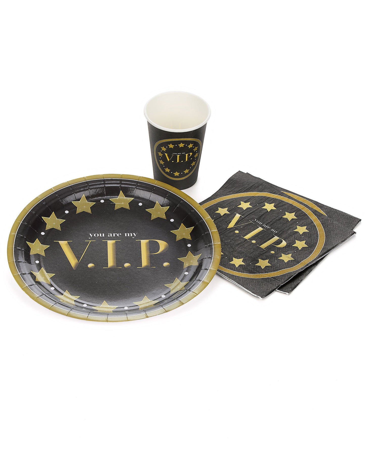 16 crno-zlatnih papirnatih salveta, 33 x 33 cm Ti si moj VIP