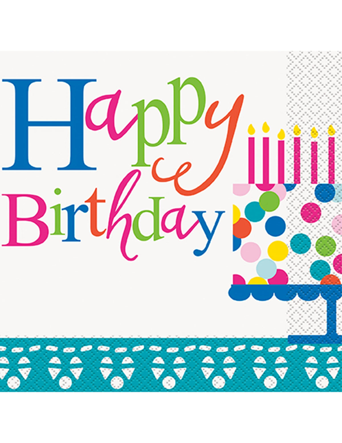 papirnati ubrusi Happy Birthday za zabavu tirkizni s motivom torte
