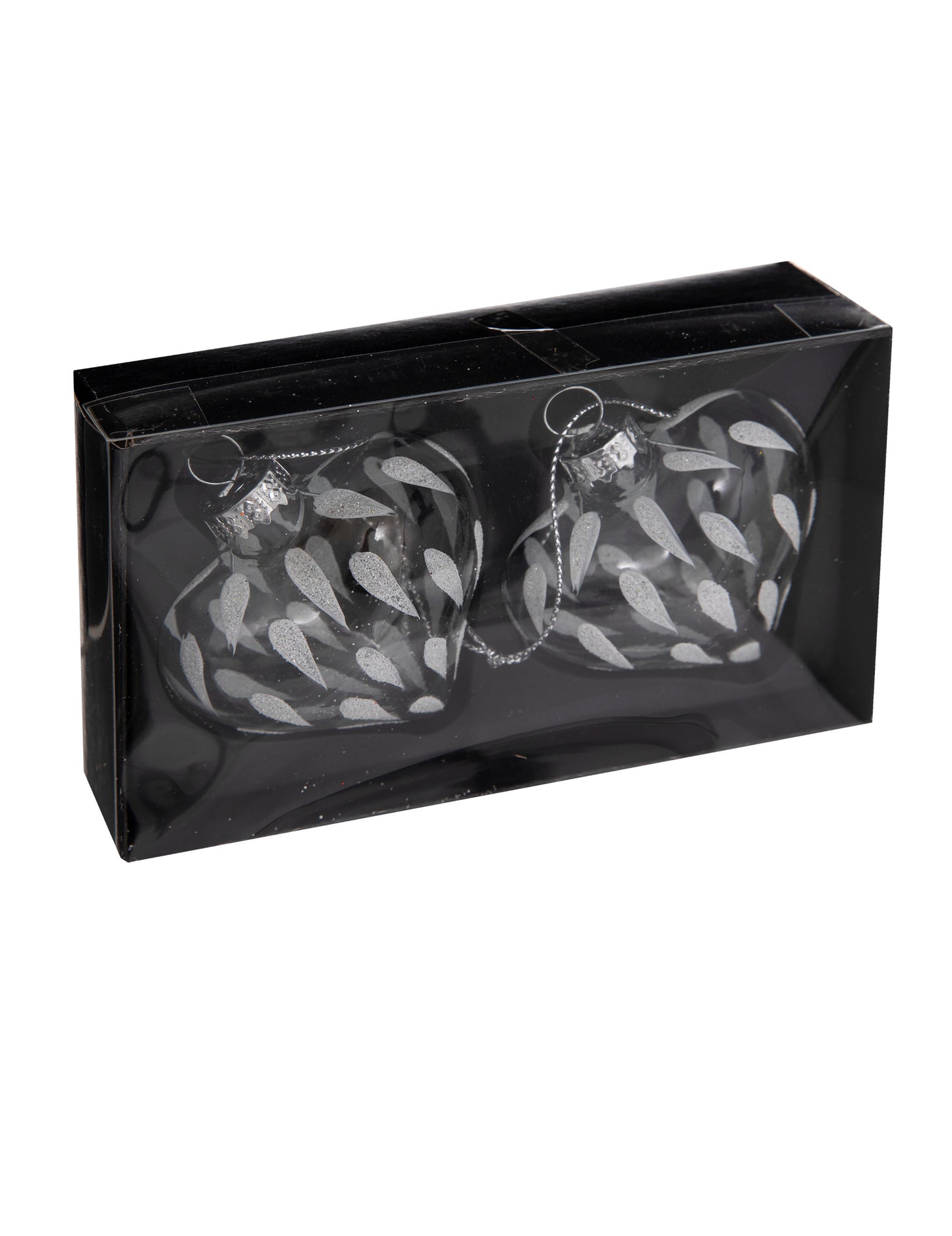 2 staklene snježne kugle u obliku srca od matiranog stakla 6 cm objesiti