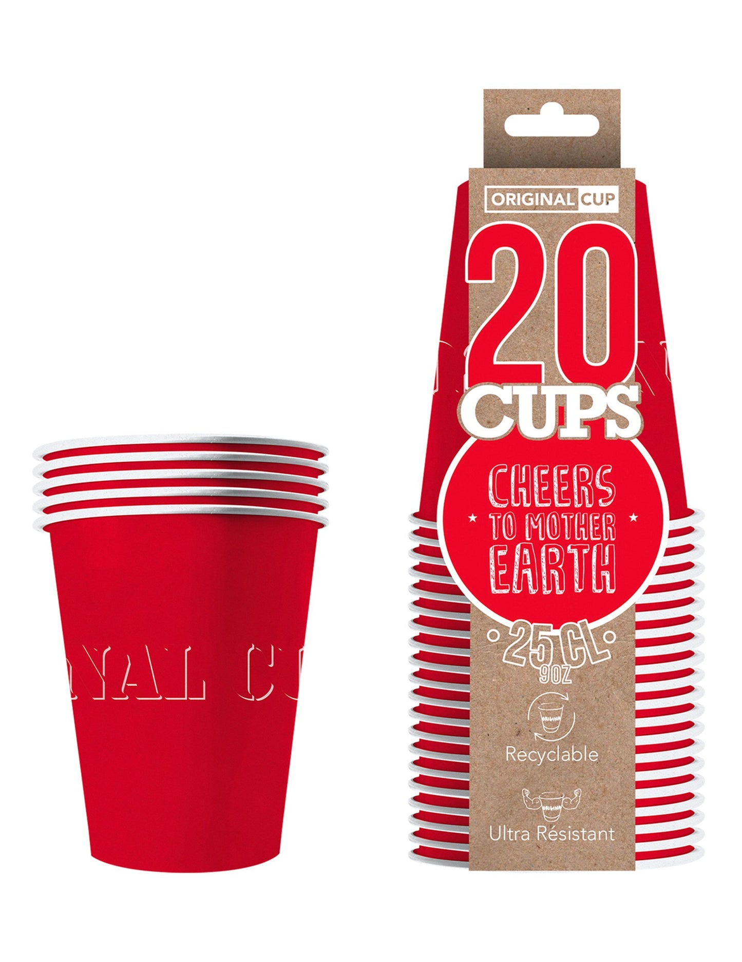 20 američkih pehara crveni karton koji se može reciklirati 25 cl