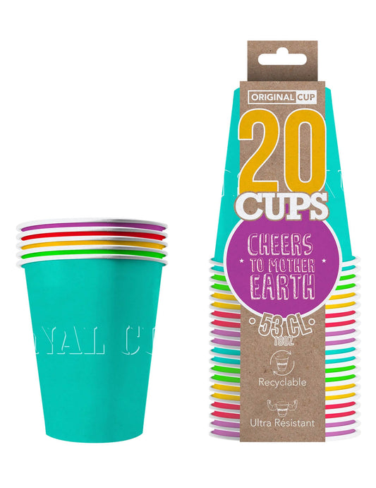Vue de l'emballage et du pack de gobelets américains carton recyclable Summer