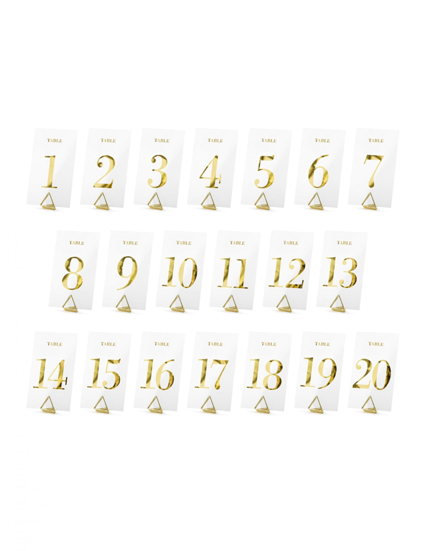 Vue d'ensemble des 20 numéros du marque table transparent chiffres dorés pour mariage doré