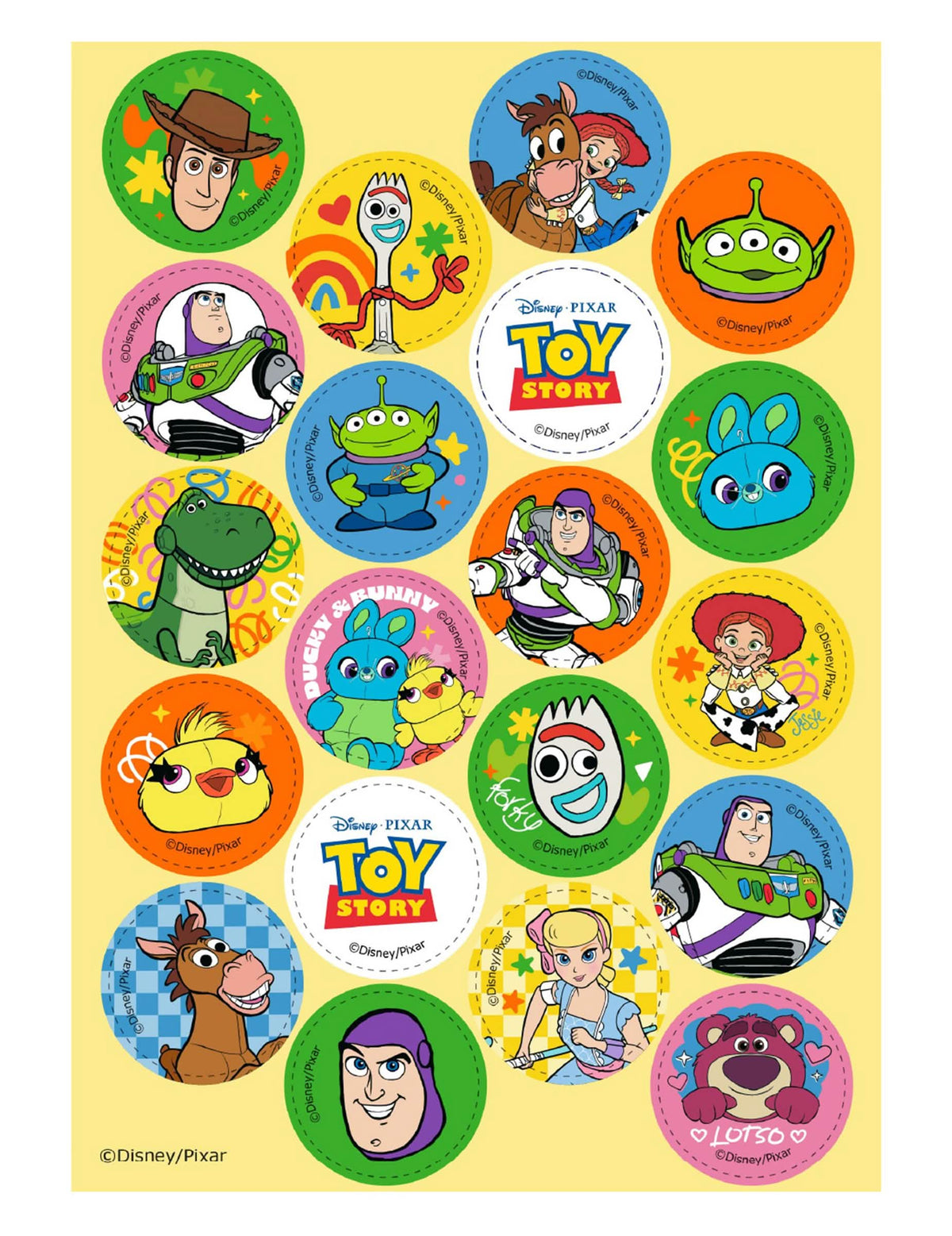20 Mini jestivih diskova Toy Story™ 3,4 cm