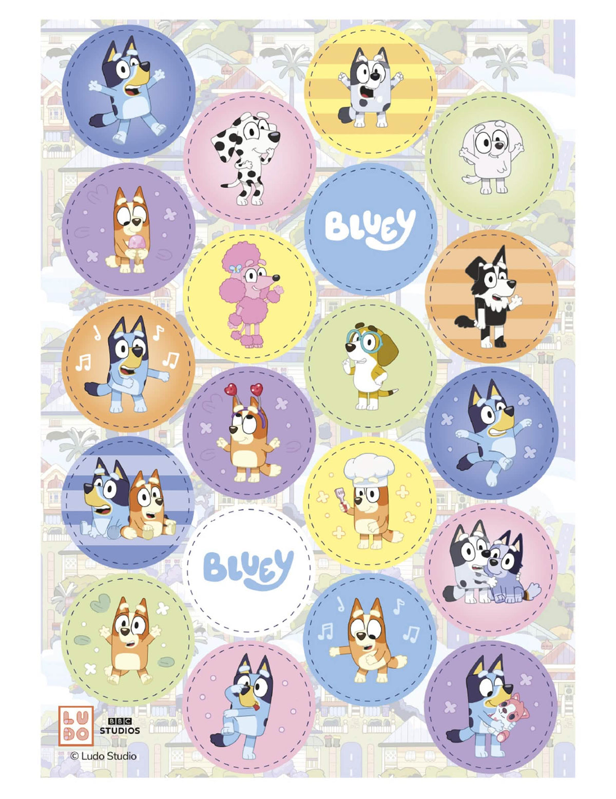 20 Mini jestivih diskova od hostije Bluey i Bingo™ 3,4 cm