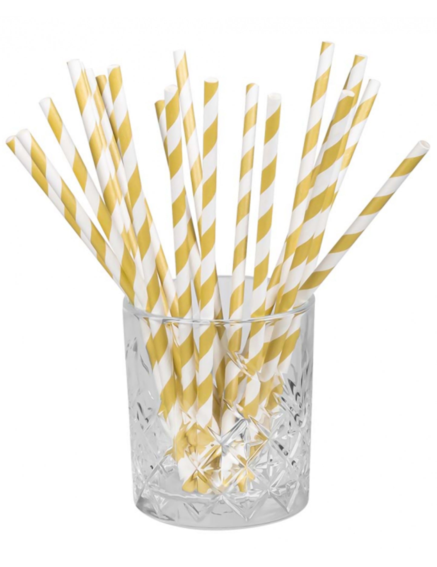 20 pozlaćenih prugastih kartonskih slamki 20 cm