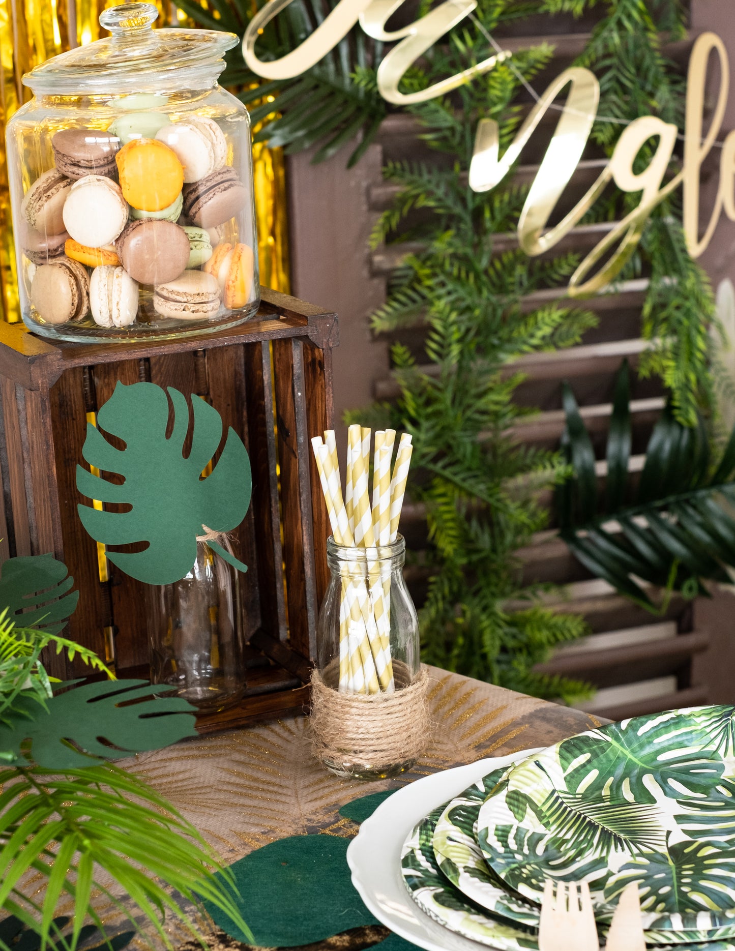 20 pozlaćenih prugastih kartonskih slamki 20 cm