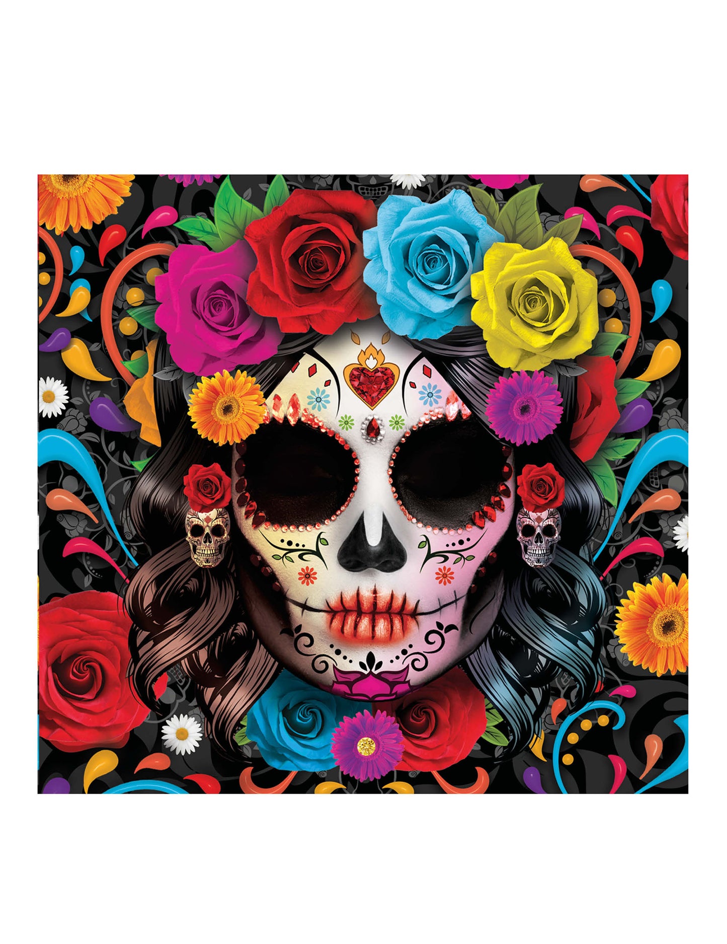 12 Salvete Catrina Dia de los Muertos 16 x 16 cm