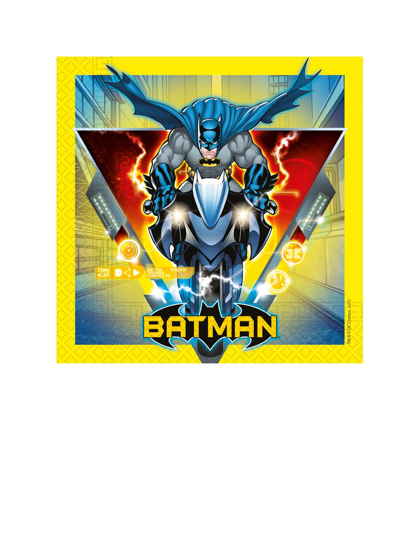 20 žutih papirnatih salveta s Batman™ motivom 33 x 33 cm