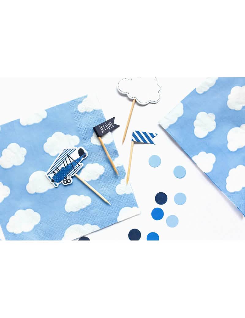 Postavka papirnatih ubrusa mali oblaci za baby shower plava i bijela