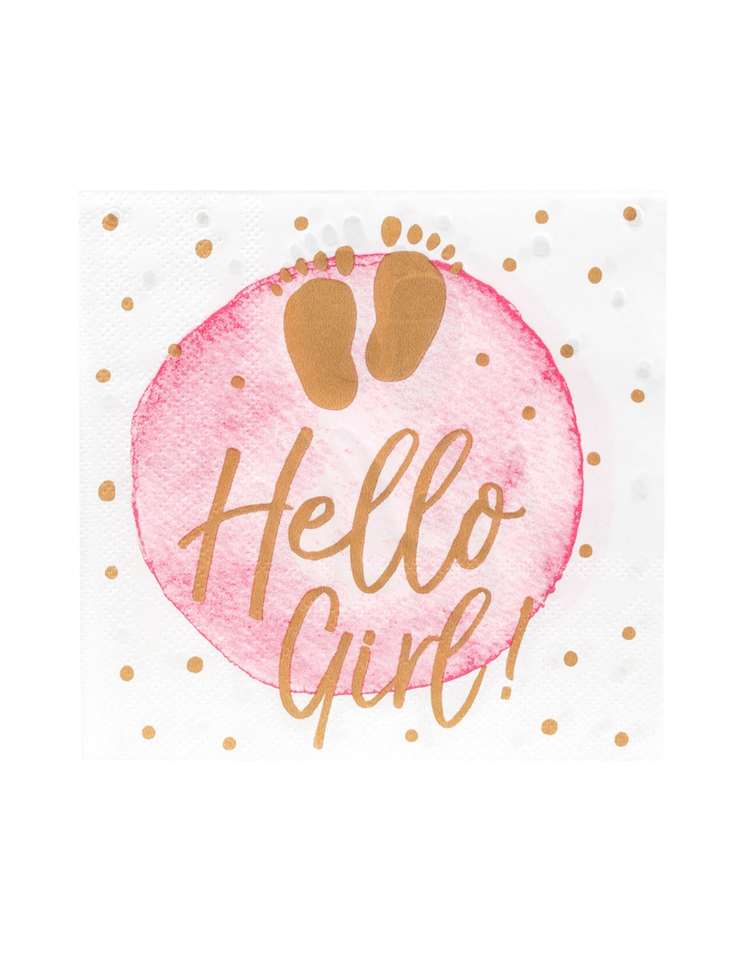 20 ružičasto-zlatnih papirnatih salveta Hello Girl, 33 x 33 cm za baby shower