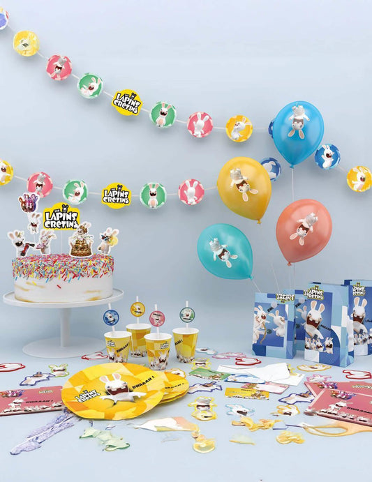 Mise en scène festive des serviettes en papier Lapins crétins