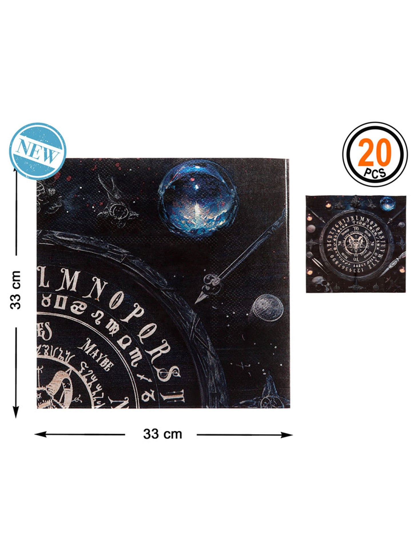 Gros plan sur le motif mystique des serviettes en papier Ouija pour fête