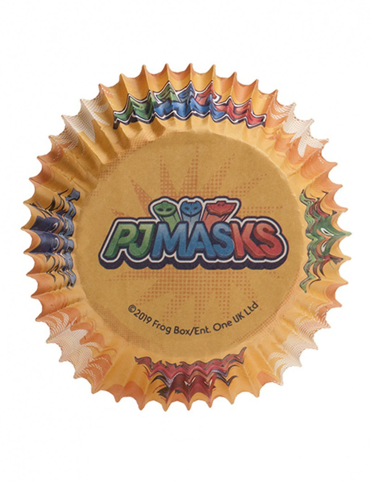Pogled odozdo na papirnate kalupe za cupcakes PJ Masks
