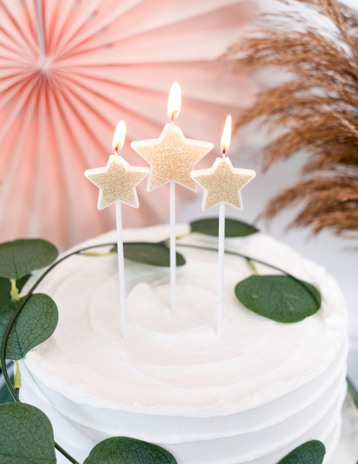 3 svijeće na zvijezdama blistave zvijezde šampanjac 11 cm