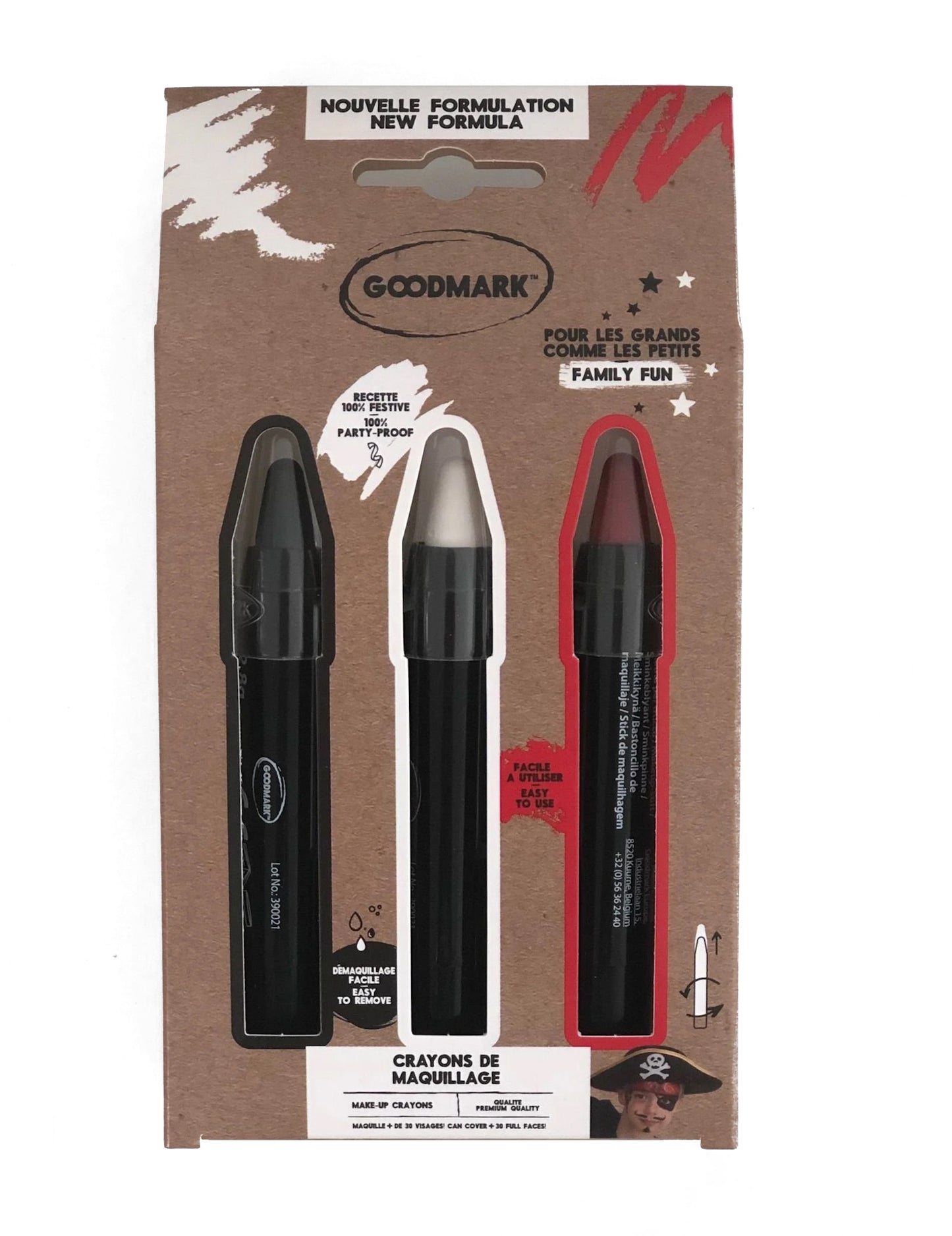 3 crno crvene bijele olovke za šminku