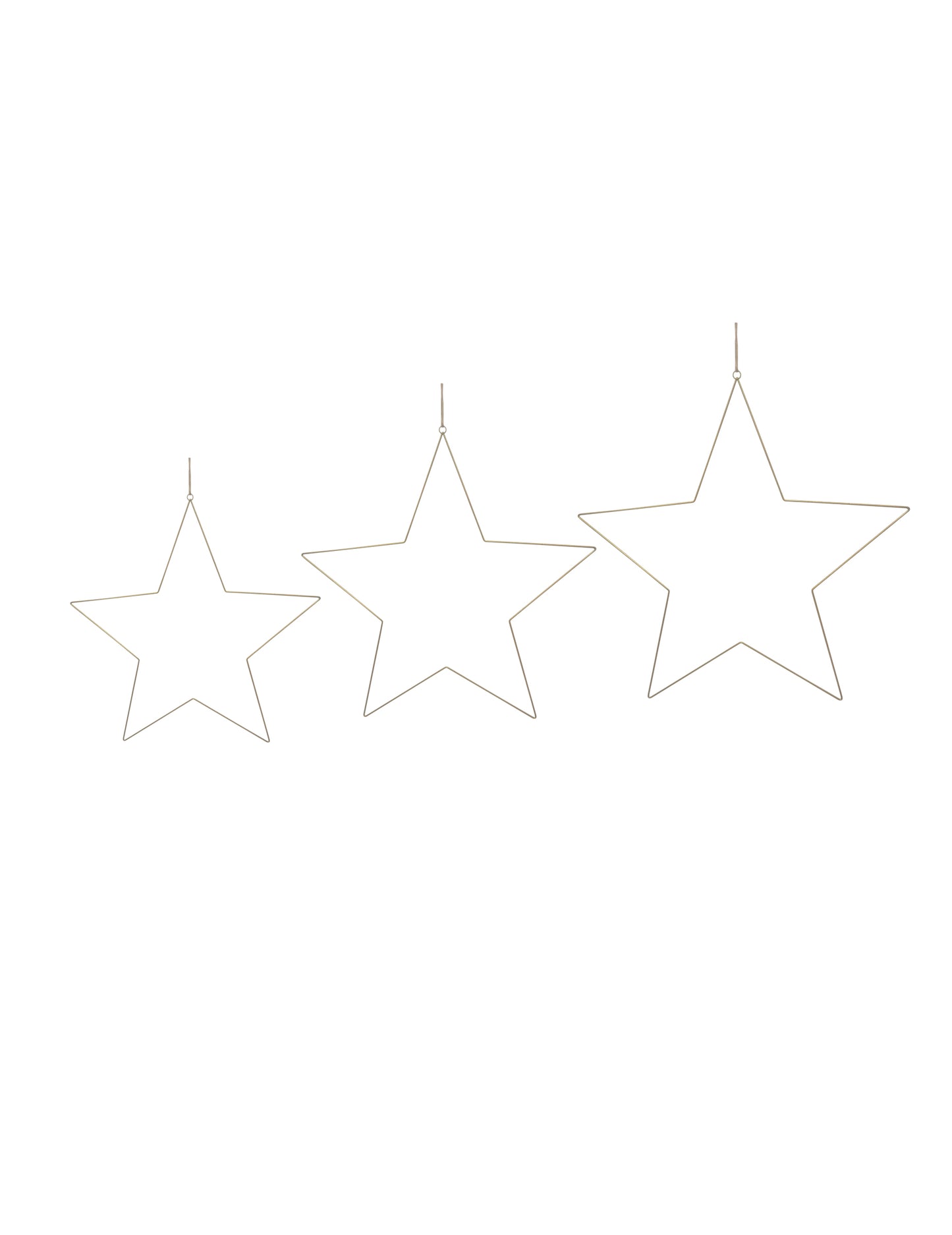 3 viseća ukrasa u obliku zlatne zvijezde, 30 do 50 cm