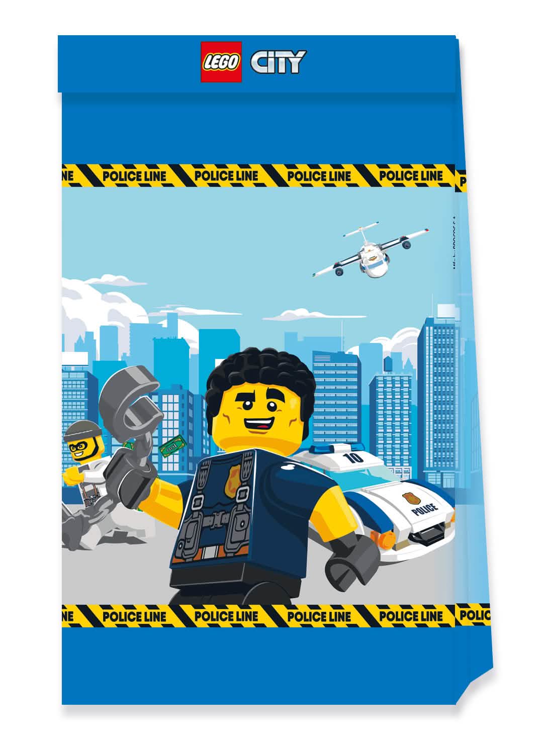 Papirnate vrećice za zabavu Lego City za dijete, plave s dekoracijom policija