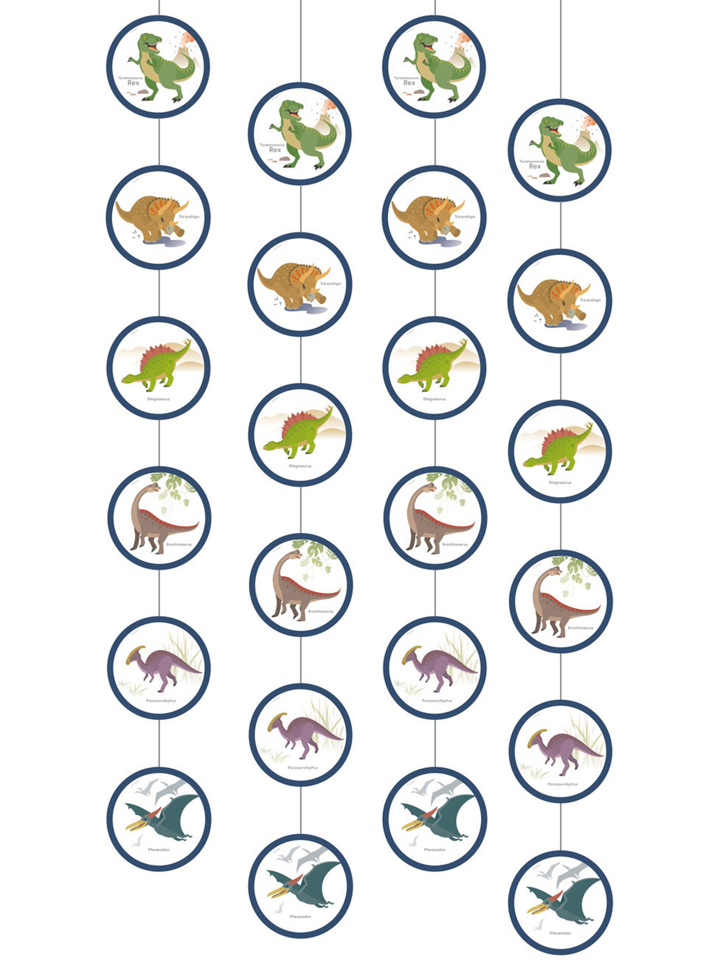 Suspensions grands dinosaures pour enfant bleues et multicolores