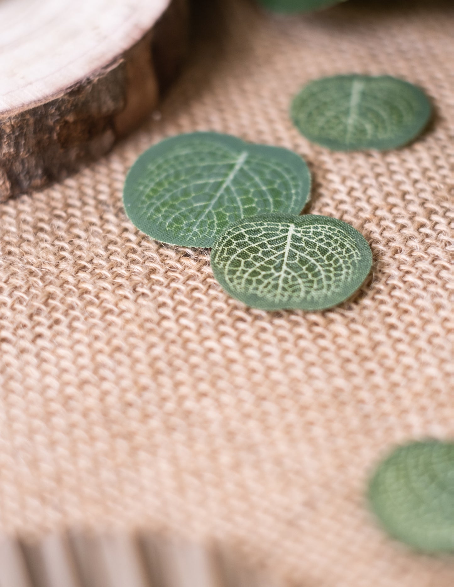 40 konfeta od listova eukaliptusa, 2,5 do 3 cm prirodna tkanina za vjenčanje