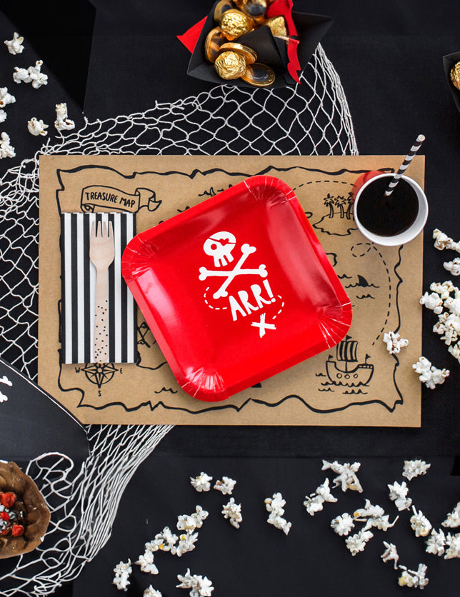 6 kartonske ploče Crveni gusarski proslava 20 cm