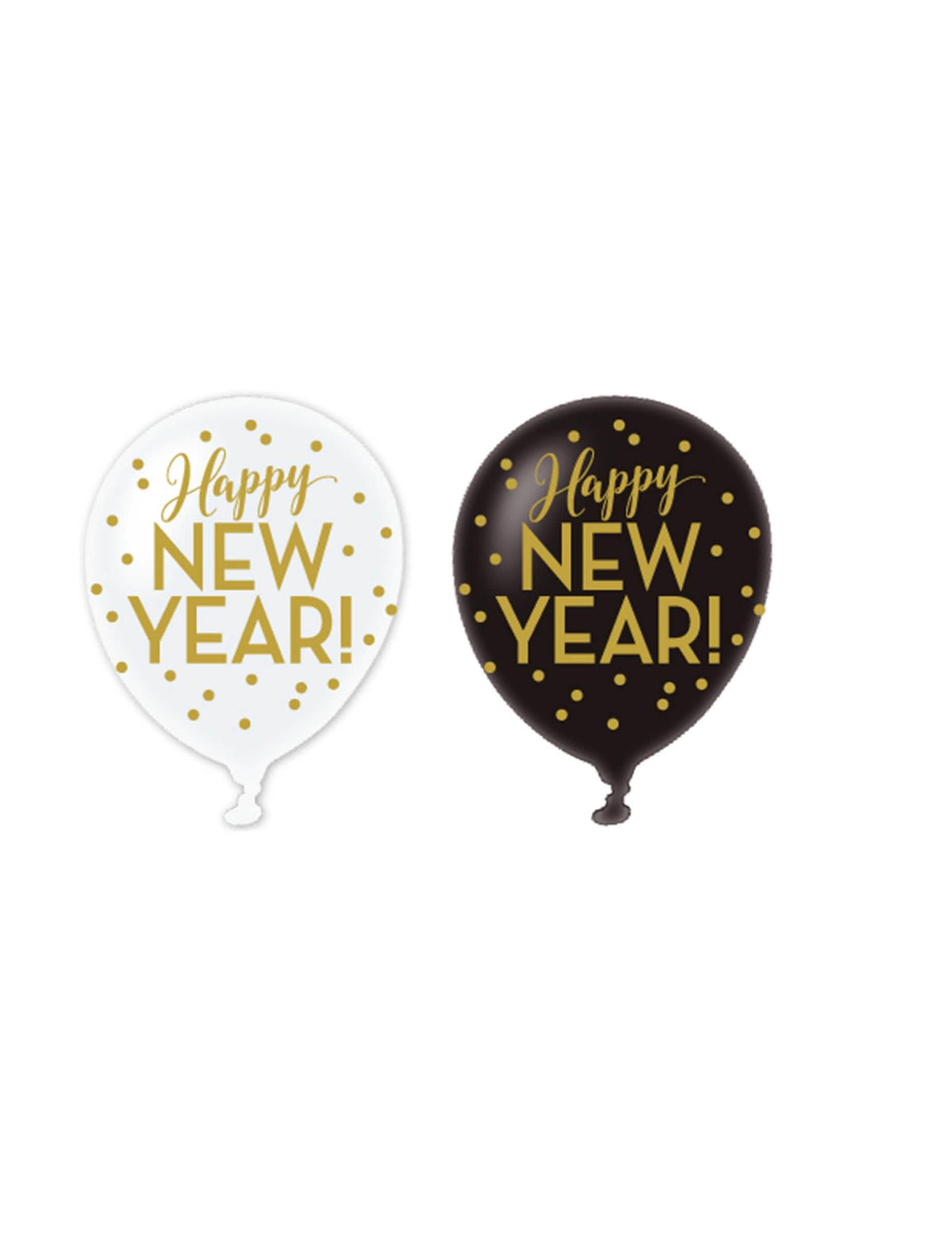 baloni od lateksa Happy new year crna bijela i zlatna
