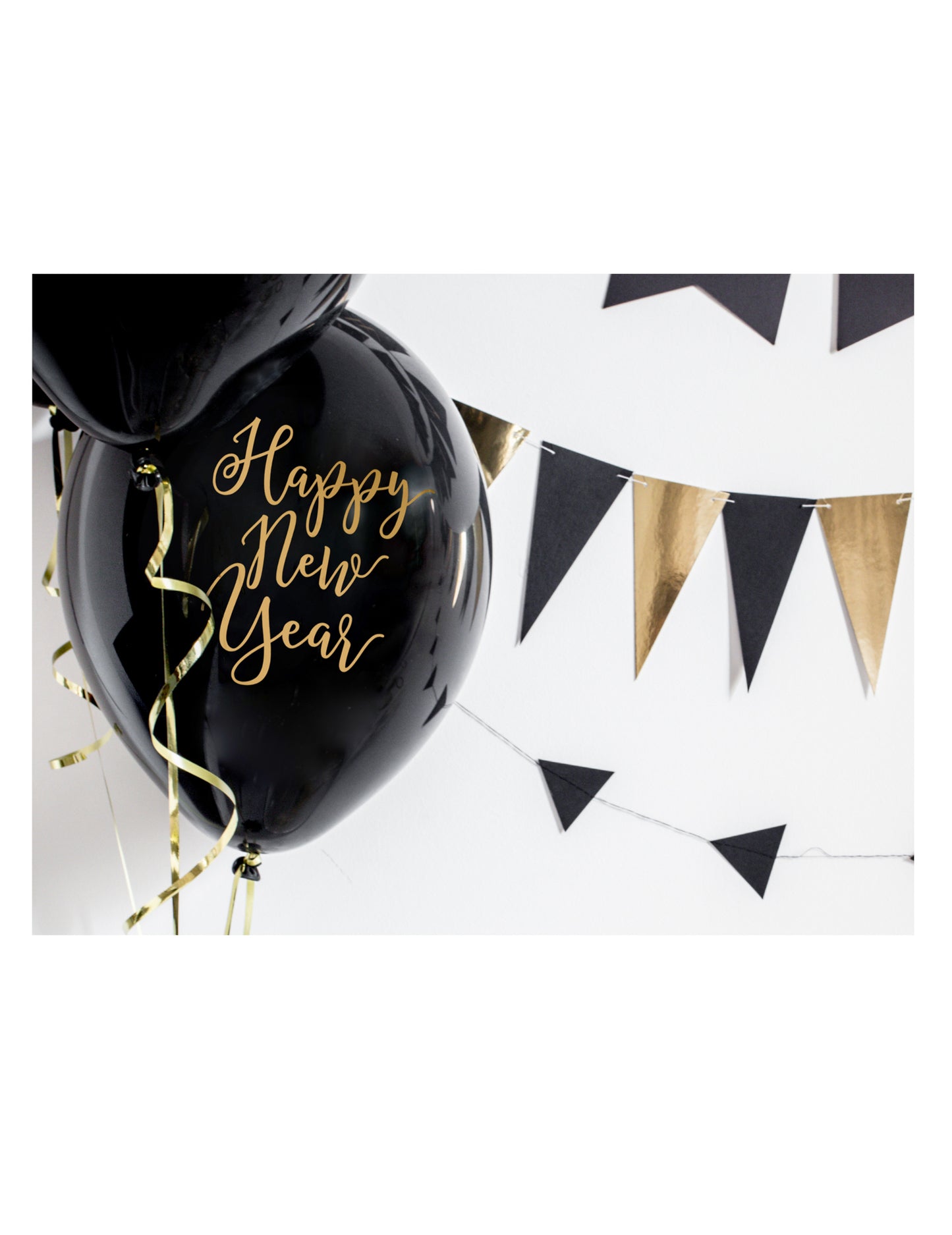 6 crni lateks baloni sretna nova godina zlatna 30 cm