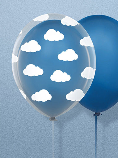 6 prozirnih balona lateksa Bijeli oblaci 30 cm