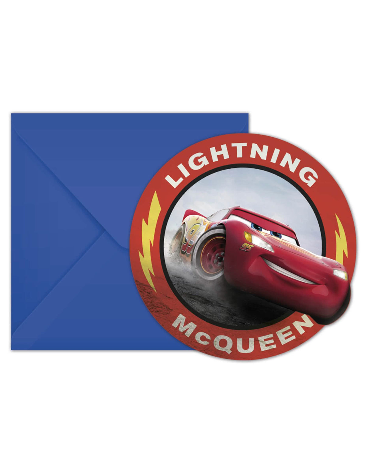 Kartoni za pozivnice s omotnicama Cars 3 za dijete plava i crvena
