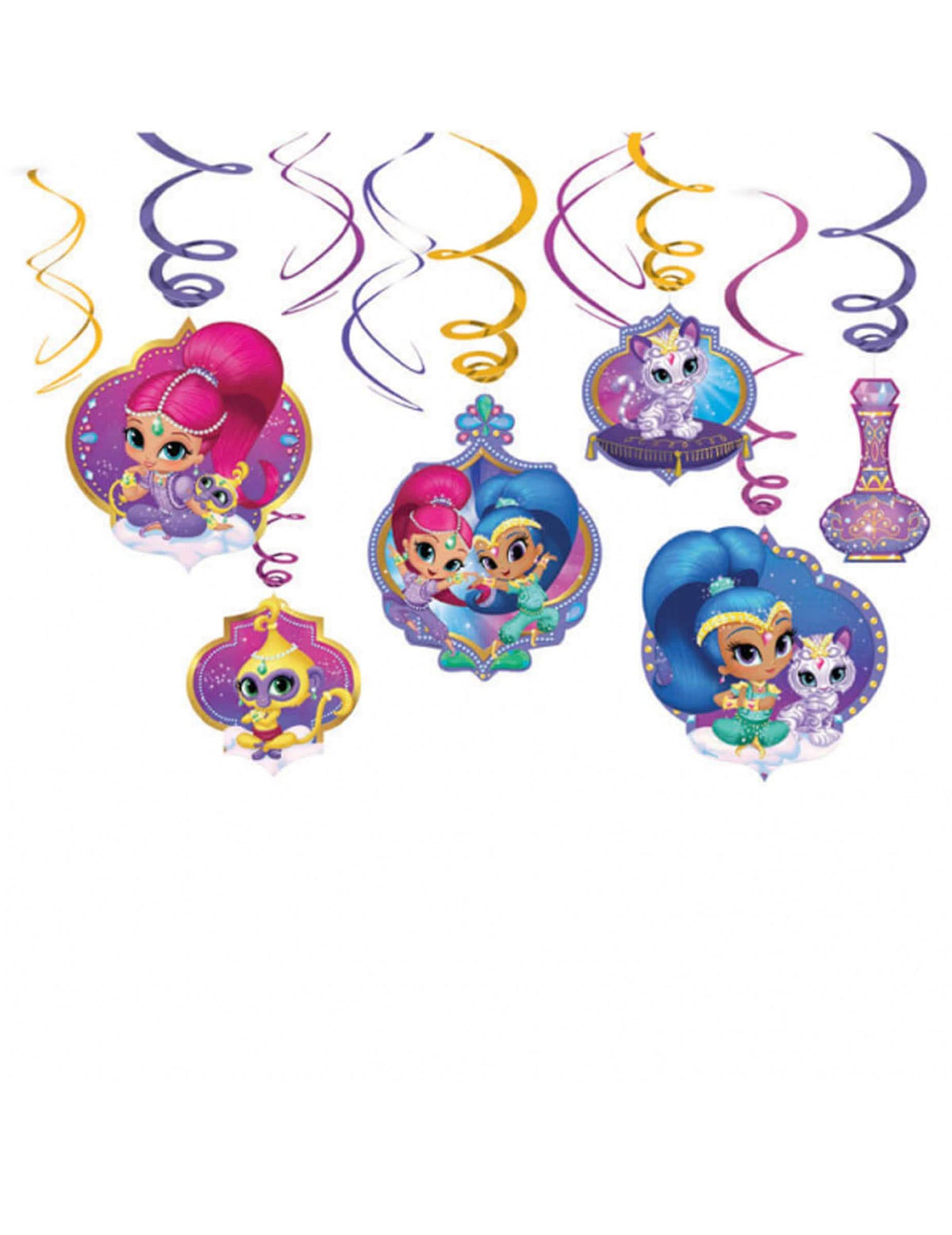 Viseće dekoracije Shimmer i Shine za dijete, višebojne sa spiralama