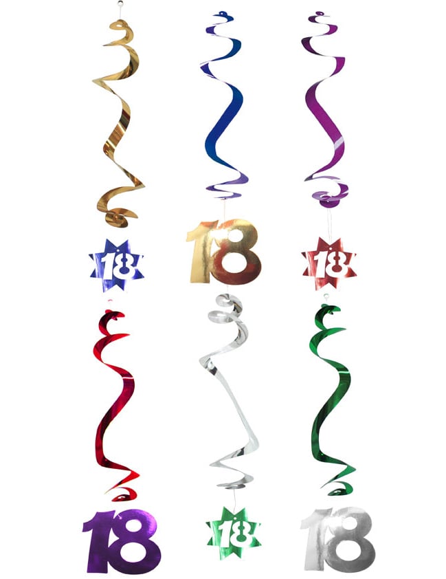 Višebojne metalne spiralne dekoracije za vješanje za 18. rođendan