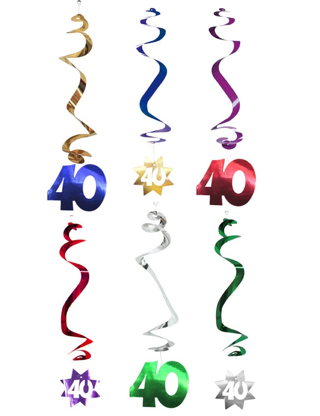 Viseći dekoracije spirale 40 godina za rođendan u raznobojnim metalik bojama