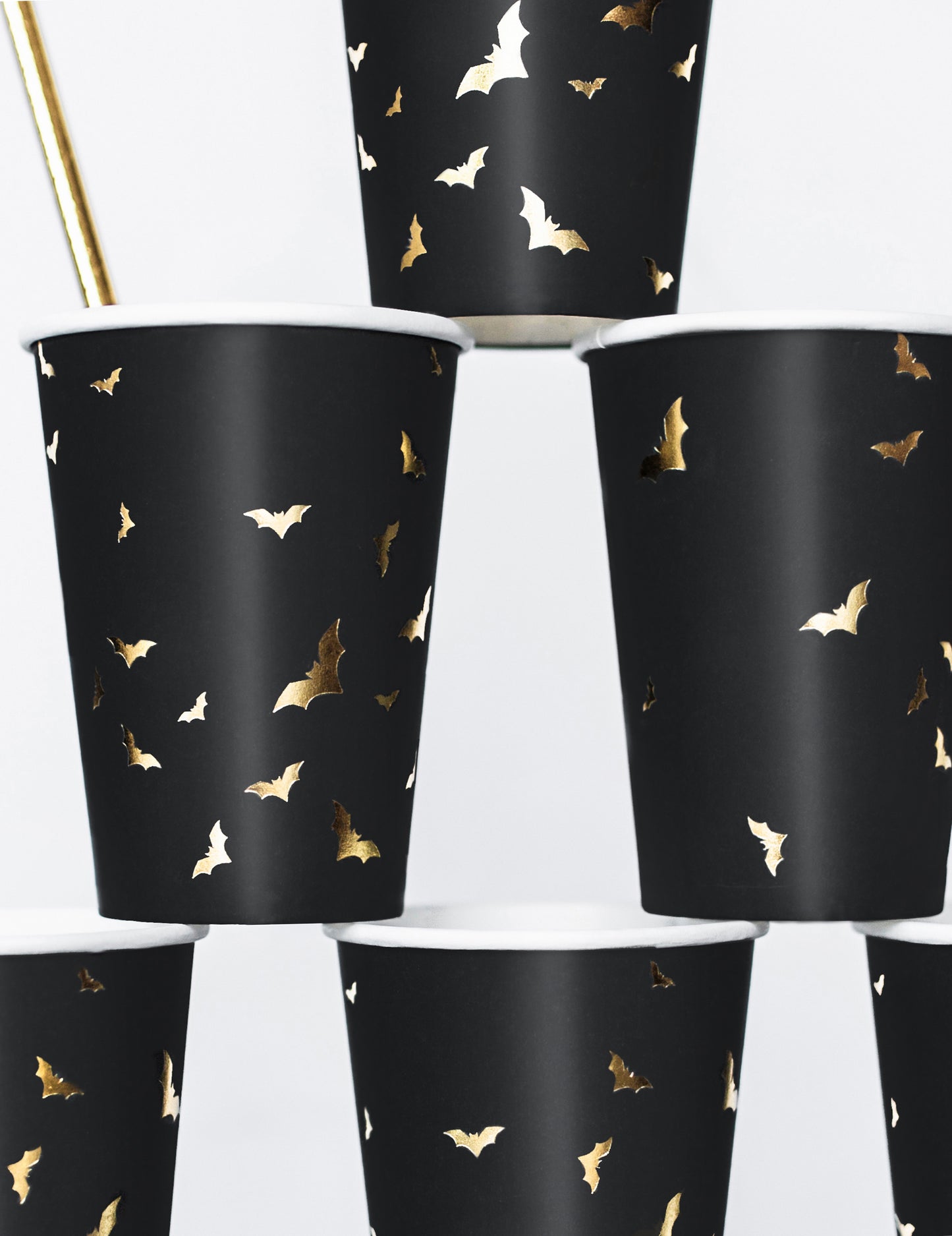 6 Kartonske čaše crne i zlatne palice 220 ml