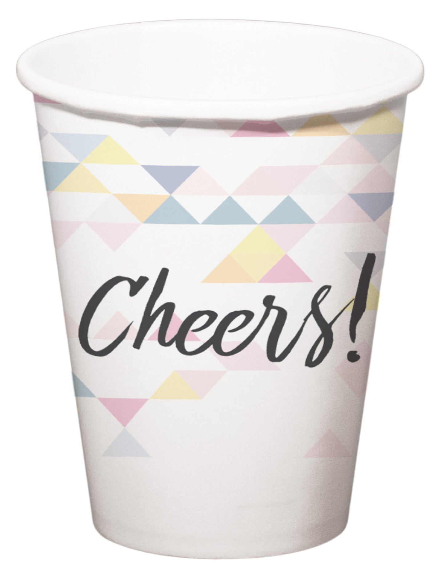 6 geometrijskih kartonskih čaša Cheers, 250 ml, pastelno bijele boje