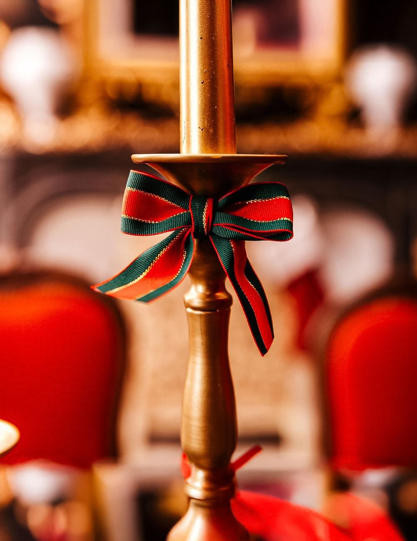 6 crvenih, zelenih i zlatnih božićnih mašni za stol