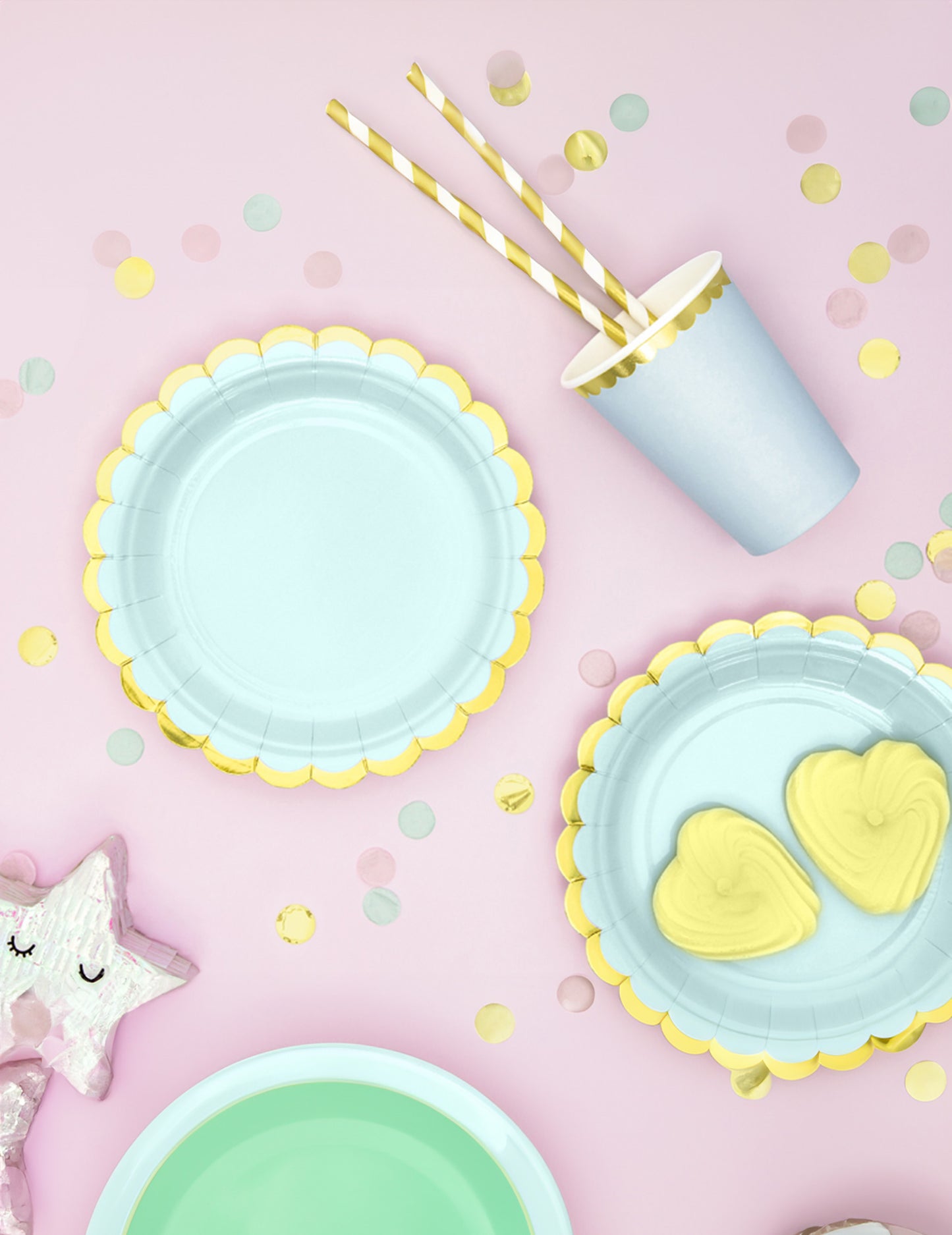 6 malih ploča u metvici i pozlaćenom kartonu 18 cm