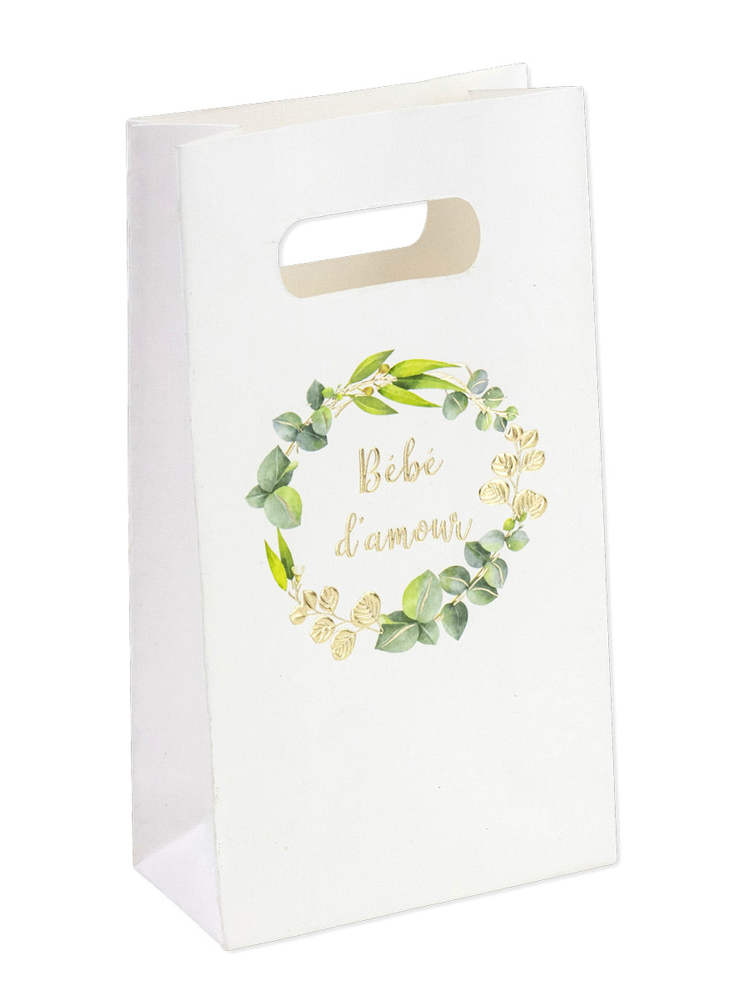 6 vrećica s dječjim poklonima s motivom eukaliptusa i zlatnim folijskim obrubom, 10 x 18 x 5 cm cm baby shower