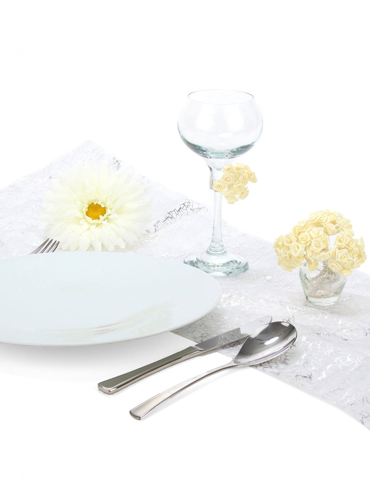 48 mini ruža od satena u boji slonovače 1 x 8 cm za vjenčanje