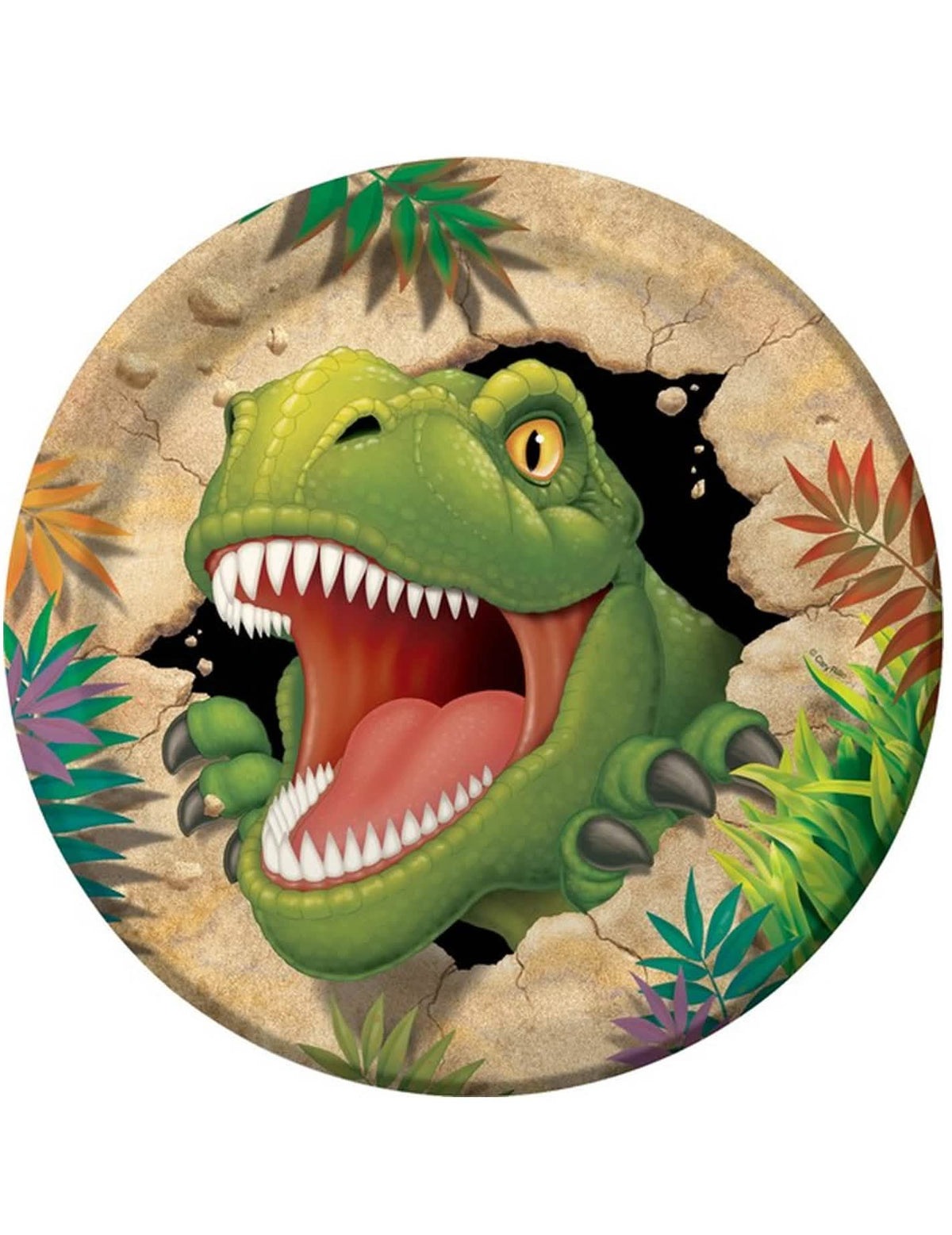 Kartonski tanjuri rođendan Dinosauri zelena s uzorkom T-Rexa s otvorenim ustima